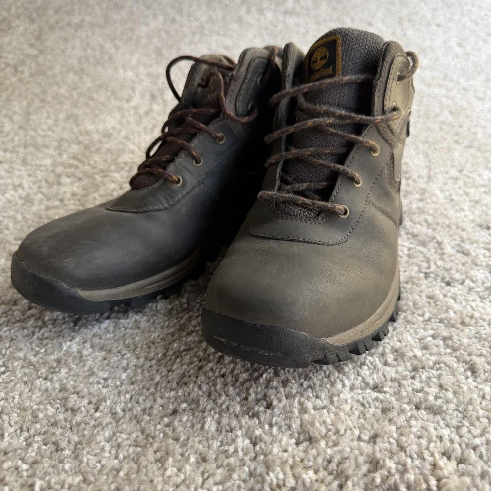 Timberland Hiking Boots Boys Size 6.5 Brown Leather Lace Up Trail Outdoor Ankle